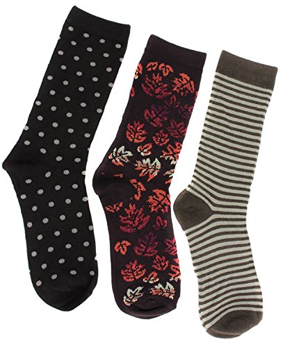 Bamboo Blend Women's Crew Socks (3 Pair) Autumn Fall Leaves One Size
