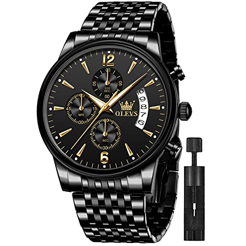 Image of OLEVS Mens Watches Chronograph Business Dress Quartz Stainless Steel Waterproof Luminous Date Wrist Watch