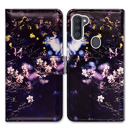 Galaxy A11 Case (US Version),Bcov Cherry Blossom Leather Flip Case Wallet Cover with Card Slot Holder Kickstand for Samsung Galaxy A11 2020