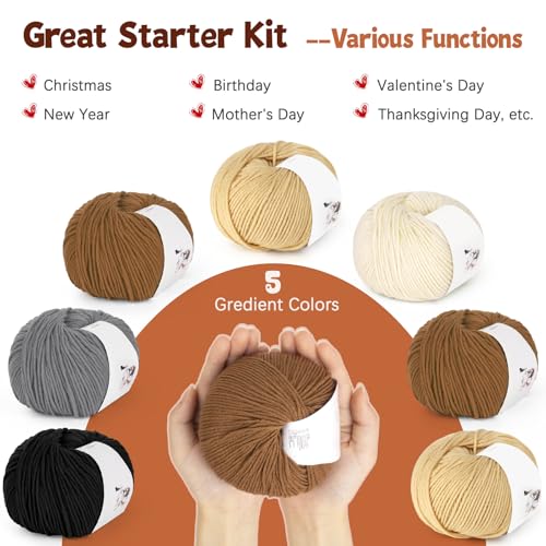 Image of Katech 20 Skeins Cotton Yarn for Crocheting-55% Cotton 45% Acrylic-#3 DK (Light)-Super Soft Milk Cotton Yarn-Great Crochet and Knitting Starter Kit for Colorful Craft(Color D)