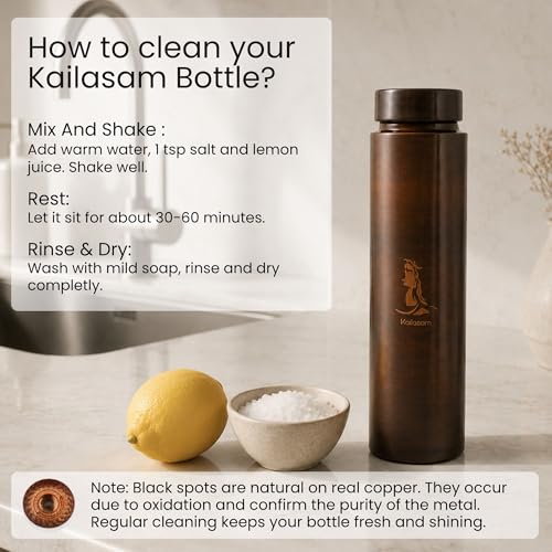 Image of Pure Copper Water Bottle 850ml | Handcrafted Ayurvedic Copper Bottle | Premium Yoga-Inspired Wellness Gift | BPA Free Copper Bottle for Daily Use
