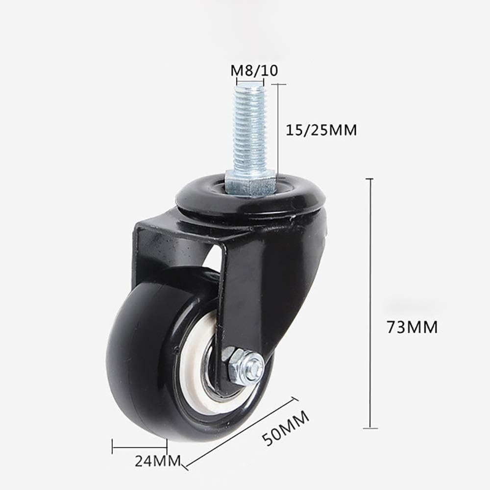 キャスターホイール 高耐久 2インチ ゴム製キャスター4個 ネジ付きロッド取り付け工業用キャスター付き 家具用ショッピングカート用