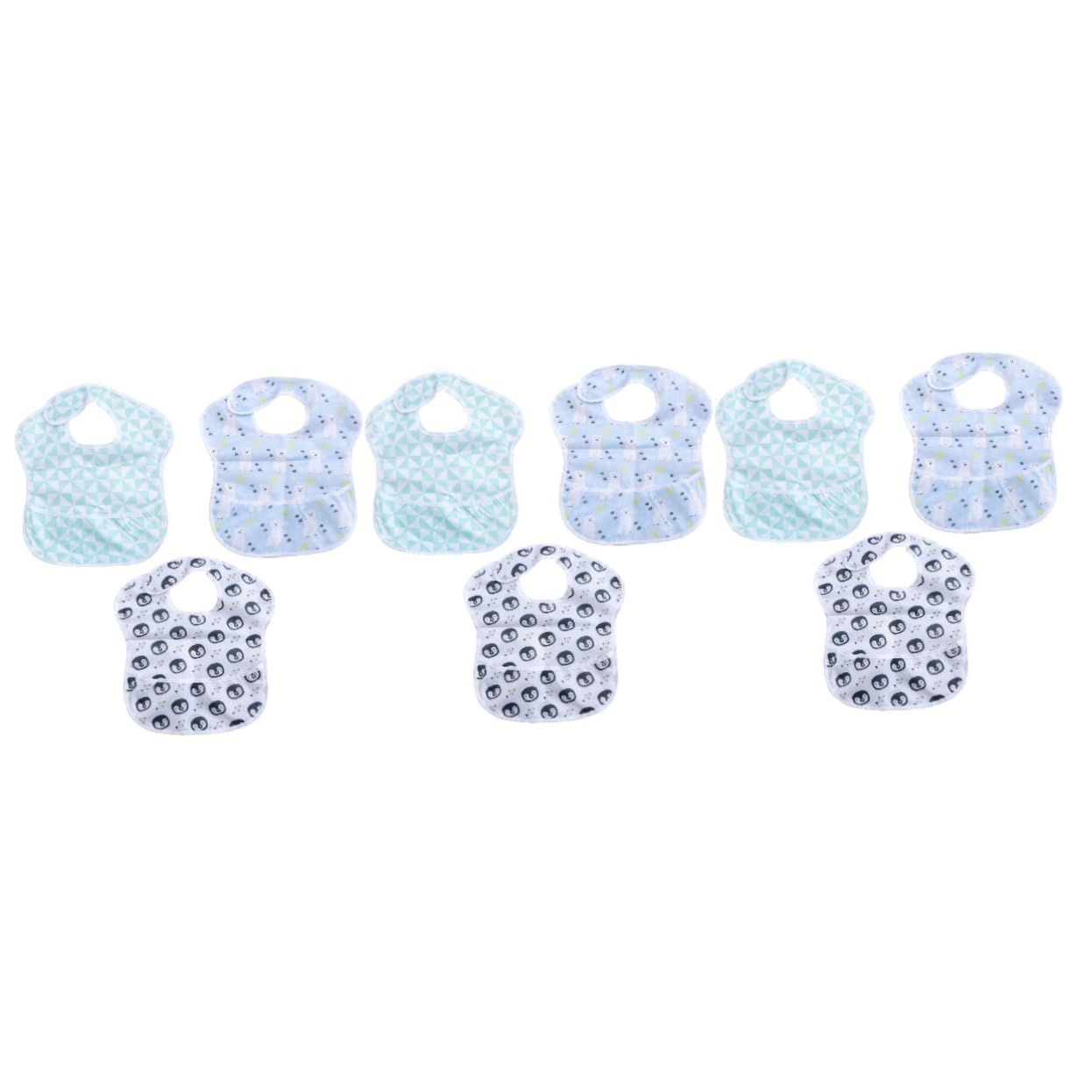 Abaodam 9piezas Babero Para Bebés Diseño De y Pingüino Toallas De Saliva Detachables Para Comidas y Protección De Ropa Accesorio