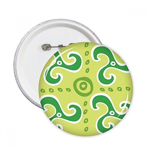 Cadeau original 5 broches rondes spirale verte motif totem du Mexique pour passionné d'histoire