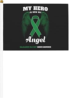 My Hero Is Now My Angel Gallbladder Bile Duct Cancer Awareness Handheld Flag 6/10 Pcs Stylish Team Activities Outdoor Parties Polyester Small Mini Flags