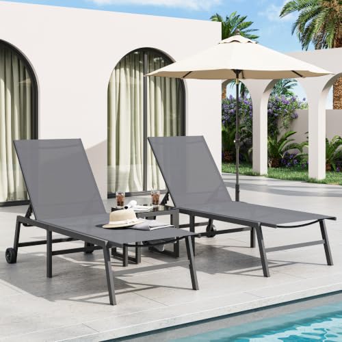 Image of Amopatio Patio Lounge Chairs Outdoor Chaise Lounges Set of 2