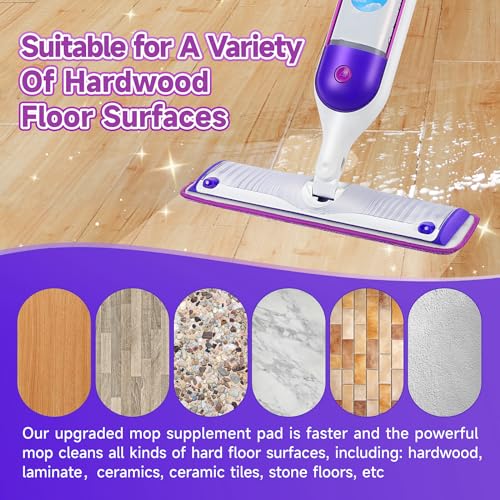 8 Pack Reusable Mop Pads Compatible for Swiffer PowerMop,Microfiber Mop Replacements Pads for 13\'\'-15\'\' Spray Mop, Machine Washable Power Mop Pads for Swiffer, Wet Spray Floor Pads Refills, Purple