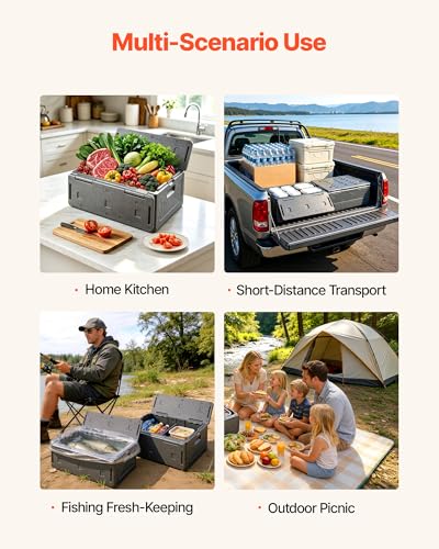 Image of VEVOR Collapsible Insulated Food Warmer, 40 Qt Non-Electrical Thermal Carrier, Lightweight and High-Rigidity EPP Hot Box, for Delivery, Transport, Catering BBQ Event, Keeps Warm /Cold 4 Hours (Gray)
