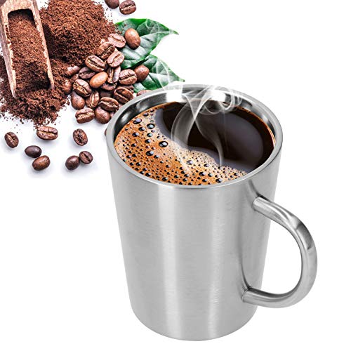 Taza de café, taza de cerveza de acero inoxidable 304 con empuñadura, vajilla de doble pared, taza de café al vacío de… - Imagen 6