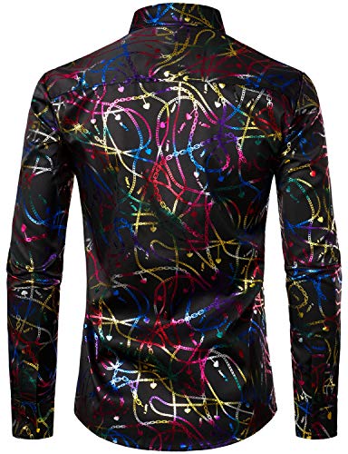 ZEROYAA Men's Luxury Baroque Shiny Design Slim Fit Long Sleeve Button up Dress Shirts2