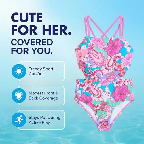 Image of Kanu Surf Girls' Beach Girl Sport Cut-Out One Piece Swimsuit