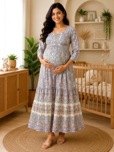 Image of RITIJYA Feeding Kurta for Women with Zip | Maternity Kurti for Nursing Mothers | Concealed Zipper, Extra Pleats Pre to Post Pregnancy | Quick-Dry Comfort Fabric | S-4XL