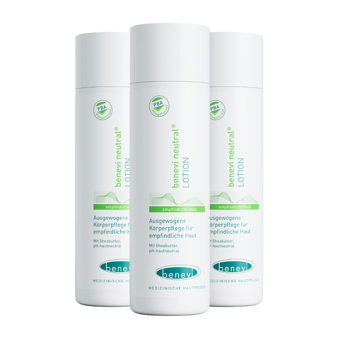 benevi neutral Lotion 200ml für empfindliche und zu Allergien neigende Haut - die leichte und pH-hautneutrale Bodylotion pflegt die Haut mit wertvoller Sheabutter und ist besonders hautverträglich