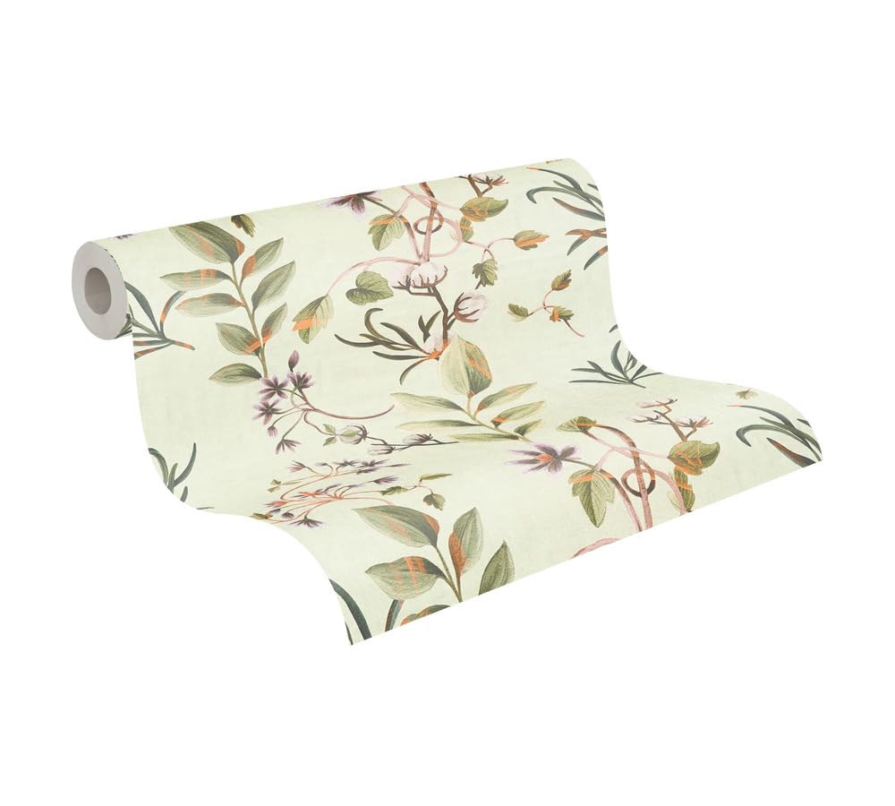 Papier peint intissé floral marron vert violet Livingwalls 782121 lisse