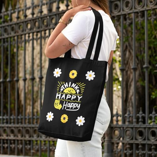 Image of Roundsun Cotton Canvas Vertical Tote Bag With Main Zipper Closure & Inner Pocket Size 16 Height 14 Width 3.5 Base |300 GSM Cloth|Shopping /Grocery Multi-Purpose Bag