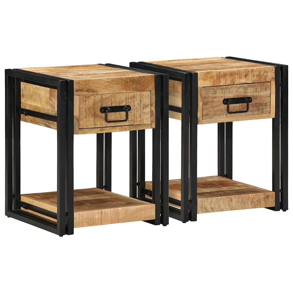 SXZenSpace 4016701 Bedside Cabinets 2 pcs 40x40x50 cm Solid Rough Wood Mango Bedroom Cabinet,Storage Nightstand Side Table