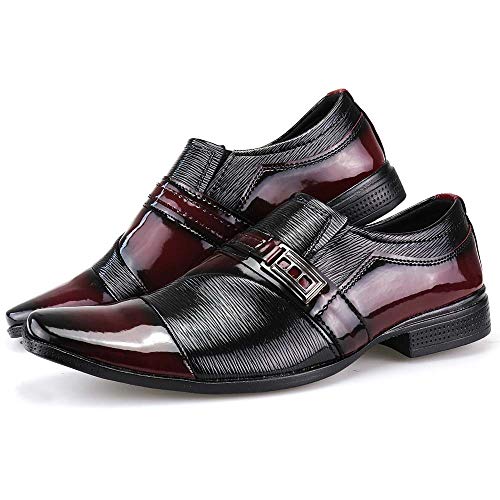 Sapato Social Neway Masculino Vinho com Relógio