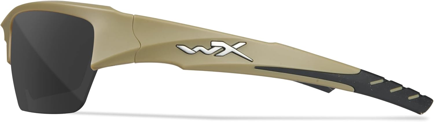 Wiley X WX Valor Tactical Sunglasses Safety Glasses for Men Shatterproof UV Eye Protection for Combat, Shooting and Fishing Matte Tan Frames, Grey, Clear, and Light Rust Lenses, Ballistic Rated - Image 4