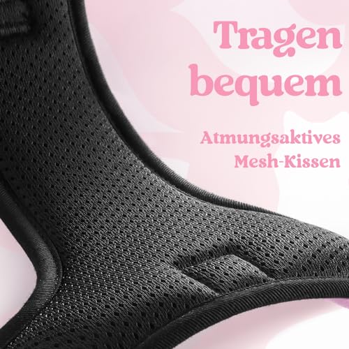 rabbitgoo Hundegeschirr Grosse Hunde, Verstellbare Geschirr Hund ohne Zug & Würgen, Anti Zug Hundegeschirr mit Griff, weich Gepolsterte Reflektierende Brustgeschirr, Rosa L