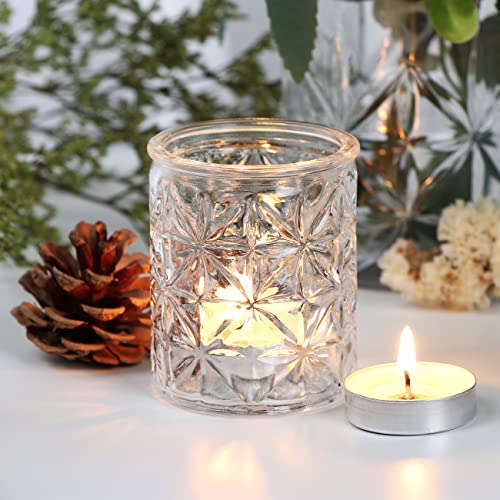 Sunnyfuture ASIN 12Pcs Clear Votive Candle Holders, Halloween Candle Holders, Glass Tea Light Candle Holders thumb #6