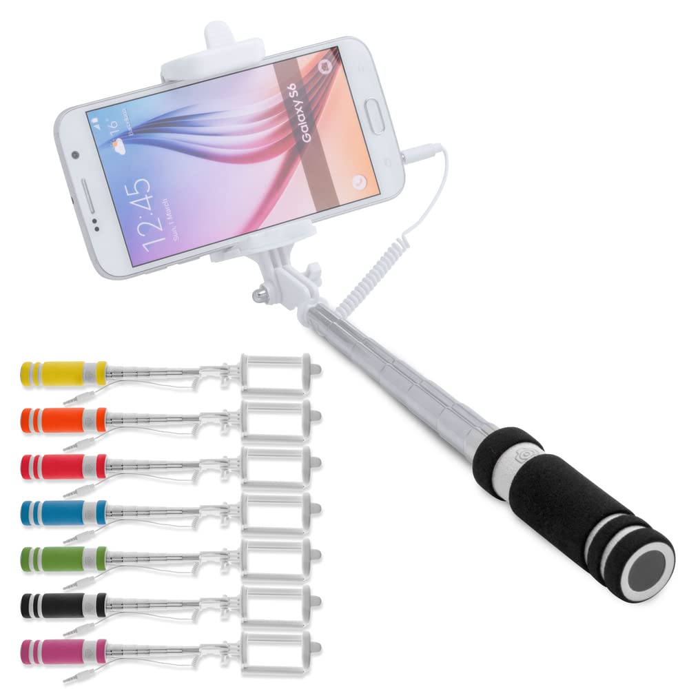 ANTEVIA Asta Selfie Universale – Ultra Compatta, Pulsante Jack 3.5mm, Supporto Rimovibile, Colore Arancione, Acciaio Inox