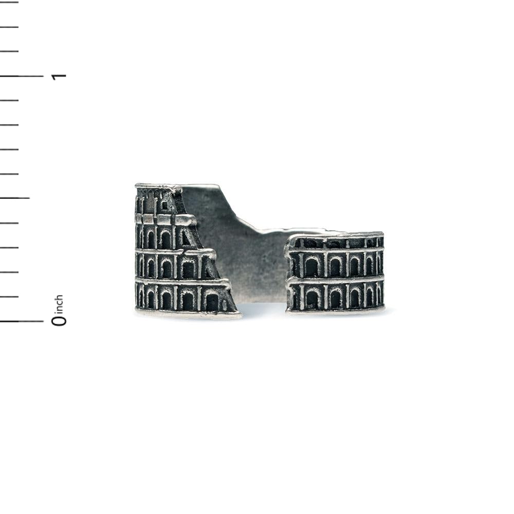 Anillo Coliseo Romano - Chapado en Plata Antigua - Ajustable, Metal, Sin piedras preciosas 3