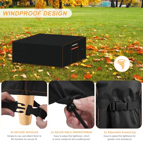 HEIMUNI Outdoor Furniture Covers Waterproof 150x90x75cm Garden Table Cover with Drawstring Rectangular Outdoor Table Covers for Garden Furniture Sets Rattan Furniture Cover Windproof Anti-UV - Image 3