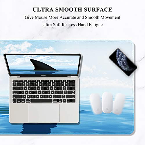 Image of Auhoahsil Large Gaming Mouse Pad, XXL 35.4 x 15.7 in Desk Mat, Shark