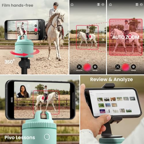 Image of Pivo Equestrian Starter Pack Auto Tracking Phone Holder, Face, Body & Horse Tracker, 360 Rotation, 6 Speed, Stand for Video Recording (Green)