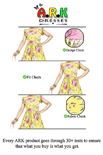 Image of Girl's A-Line Knee Length Dress | Short Frock with Cap, Mask and Purse