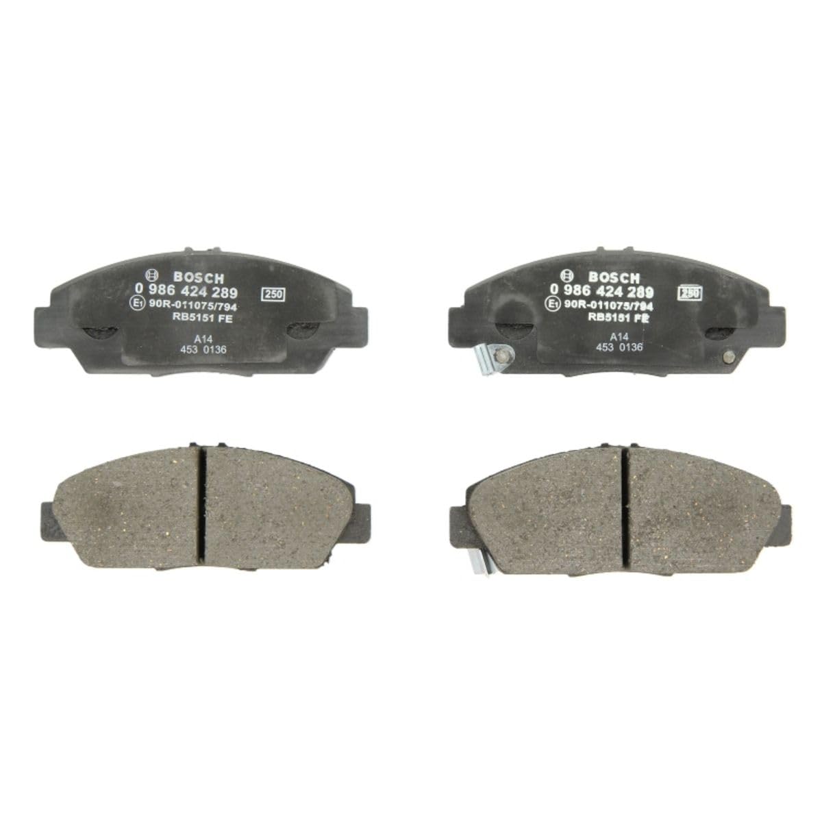 Bosch BP142 - Brake Pads Car Front Axle - Bosch Quality - Reduced Noise and Dust - ECE-R90 Certified - Copper-Free - 1 Set of 4 Pads