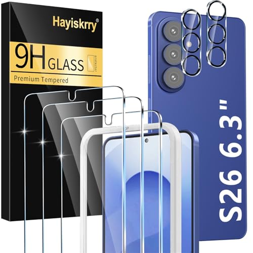 3 Stück für Samsung Galaxy S26 für Panzerglas mit 2 Stück Kameraschutz Ausrichtrahmen Frei von Kratzern für Samsung S26 Schutzfoile 9H Härte HD Displayschutzfolie 6 3 Zoll