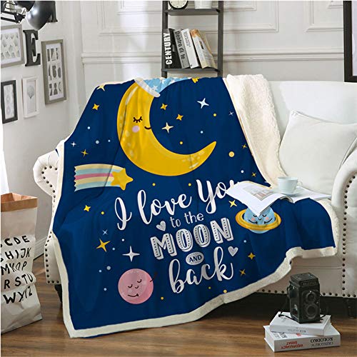 Famitile Moon Kids Sherpa Fleece Blanket Bedding Super Soft Plush Throw Comfort Warm