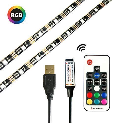 RGB LED Light Strip Waterproof 5V USB Powered TV LED Backlight Kit with Remote Multi Color Bias Lighting for TV, Desktop PC, Bedroom and Living Room