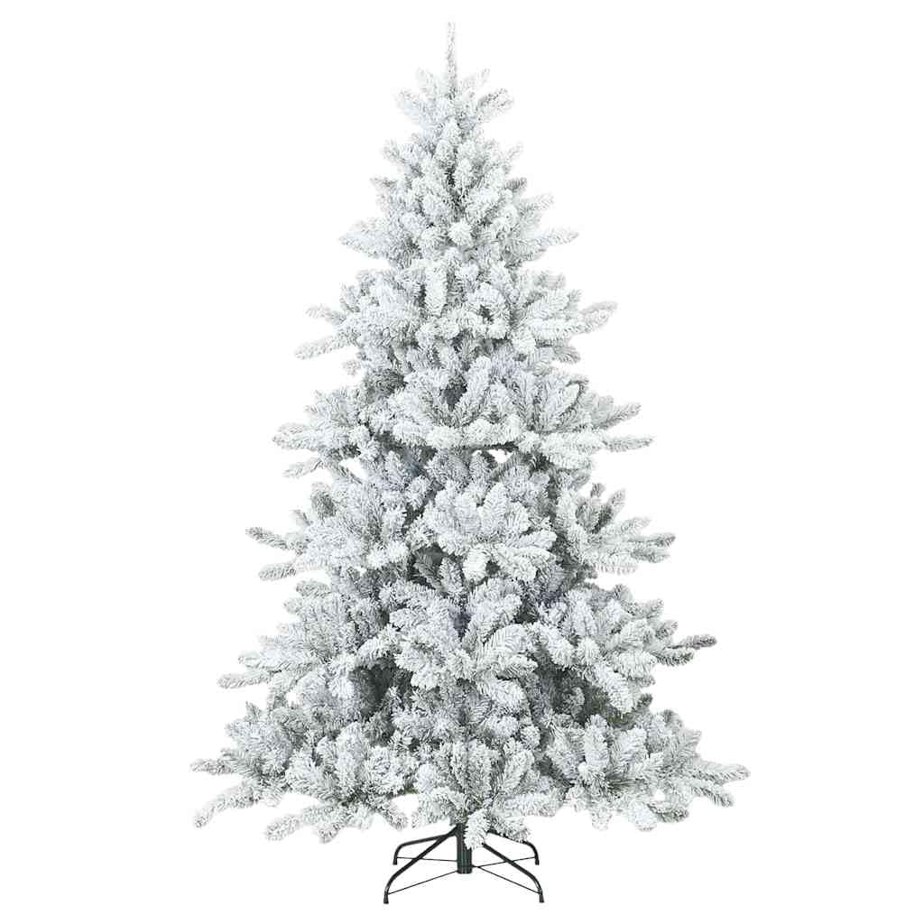 Künstlicher Weihnachtsbaum 210 cm schneebedeckt weiß mit Scharnierästen und faltbarem Metallständer, naturgetreu, klappbar, für Wohnzimmer, Garten, Büro
