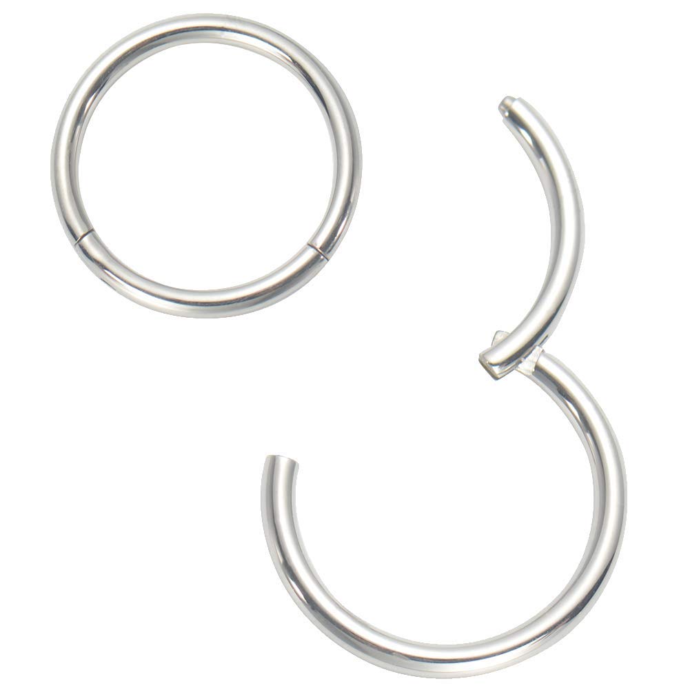 Afftiny Nose Ring Septum Hoop 20G/18G/16G/14G/12G 316L Surgical Stainless Steel Hinged Seamless Earrings, Diameter 5MM-16MM, Gold/Silver/Black/Rose Gold/Rainbow Color — view 21