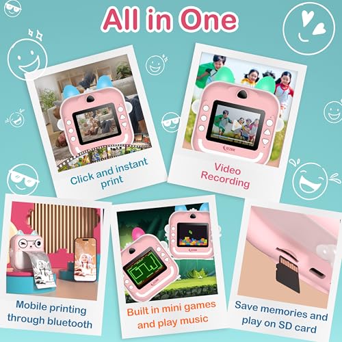 Image of SEZNIK Mini Camera Printer, Click Photo Print, Inkless, Bluetooth HD Print, Android, iOS. Instant Print (Mini-B40-Pink)
