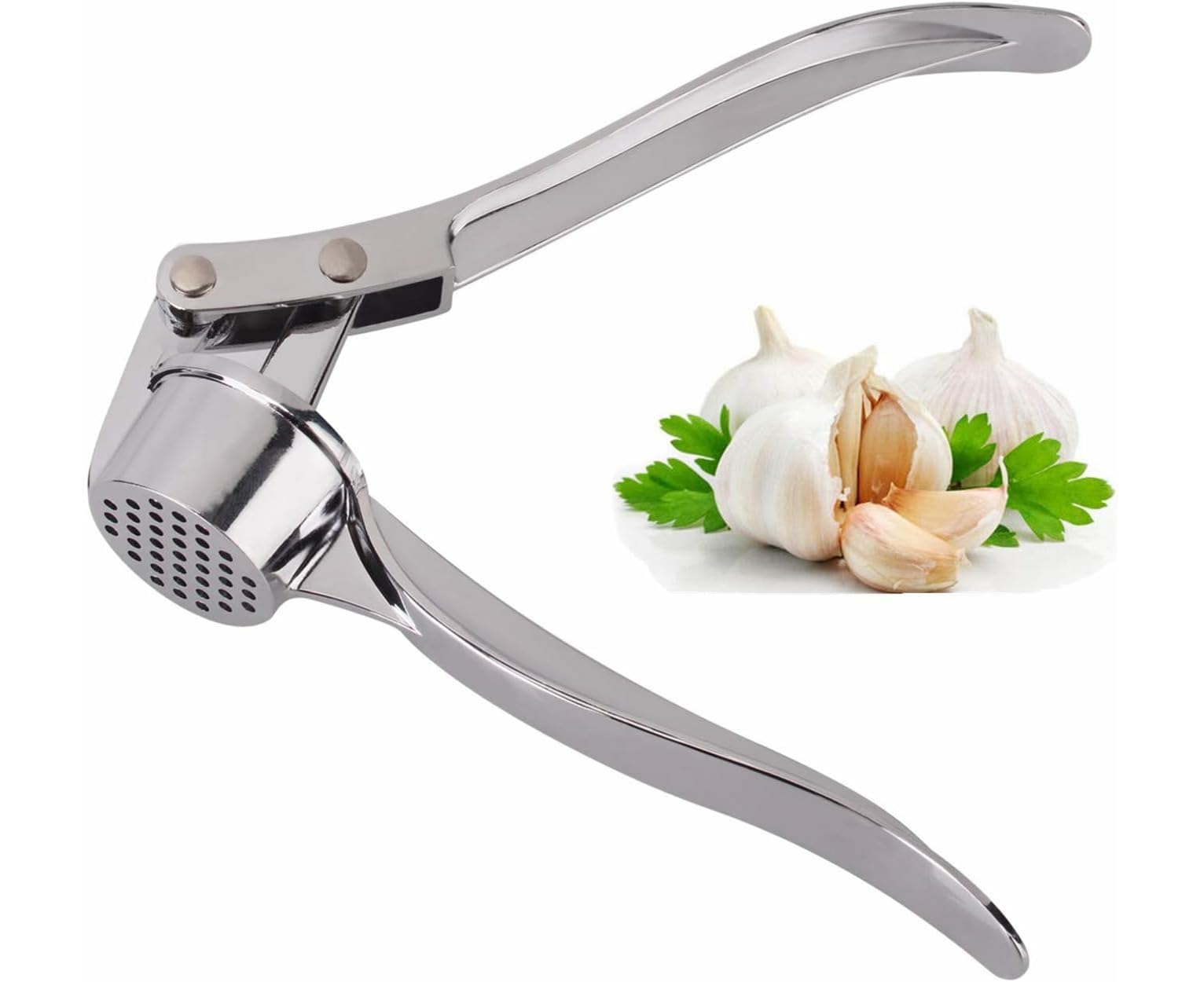 Stainless Steel Garlic Press Professional Kitchen Crusher Heavy Duty Mincer Ginger Easy to Clean Durable Ergonomic Handle Utensils Tools Versatile Cooking Tool for Home Cafe Restaurant