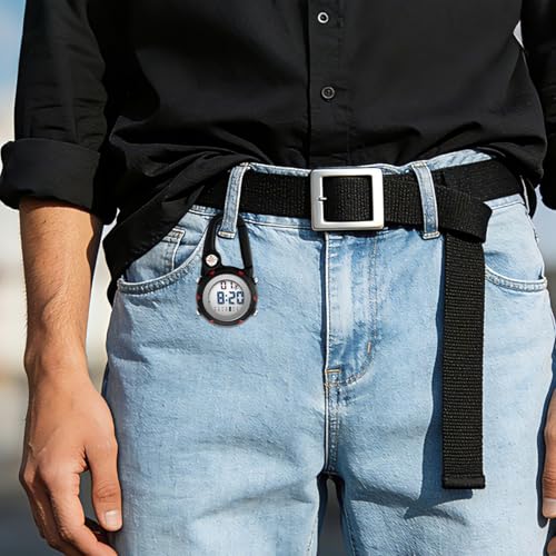 Image of JewelryWe Men Women Digital Clip Watch Mini Microlight Backpack Buckle Belt fob Watches for Rock Climbing Doctors Nurses Chefs for Mother's Day
