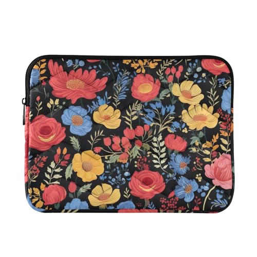 Funda para laptop de 13-14 pulgadas con diseño floral resistente al agua