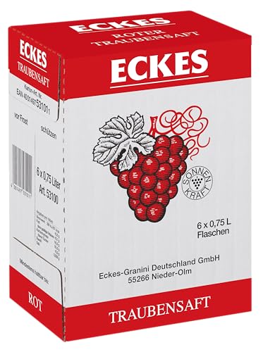 Eckes Roter Traubensaft - 100% Direktsaft, 6er Pack (6 x 750 ml)