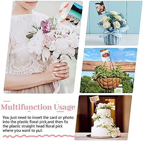 Miniatura 5 de Púas florales de plástico de 9.4 y 12.2 pulgadas, púas florales transparentes en forma de tenedor, portatarjetas para tarjetas, fotos, arreglos