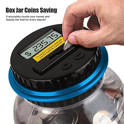 Electronic Digital Coin Counter Money Counting Jar Saving Large Piggy Bank Gift