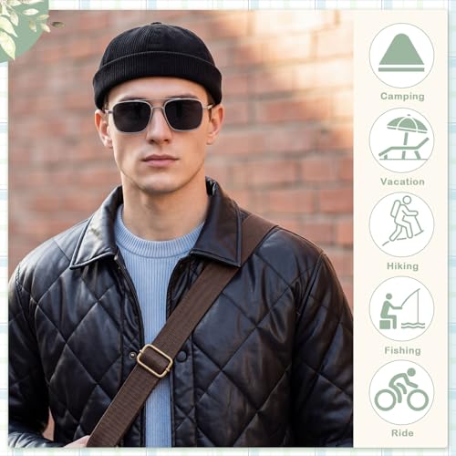Image of Vabean 12 Pieces Brimless Hat Docker Cap Adjustable Skull Caps for Men Women Rolled Cuff Brimless Beanie Hat, Assorted Color