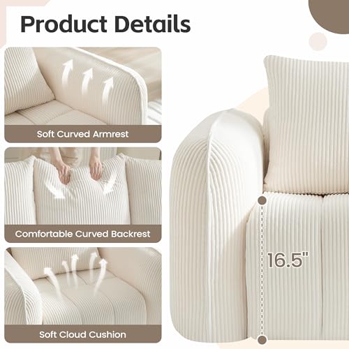 Sillón Plegable Corduroy Blanco miniatura 4