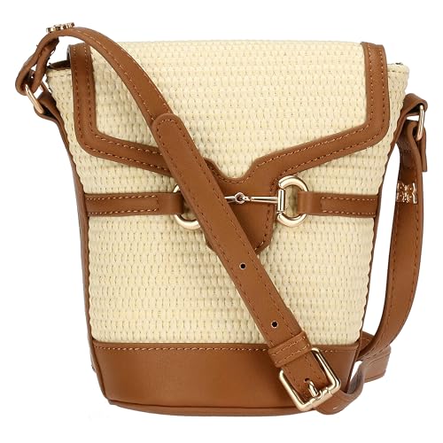 THUN – Borsa secchiello in paglia ed ecopelle, Materiale principale 65% PP, 35% cotone, Fodera 100% Poliestere, Rifiniture 100% Poliestere, Metallo, Collezione Sempre con Me, 11.5 x 9.5 x 17.5 cm