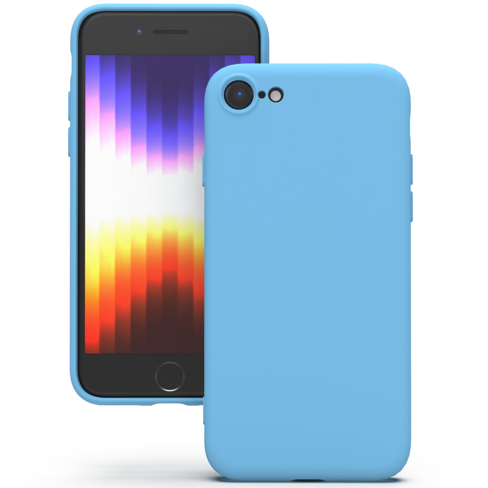 YATWIN Hülle für iPhone SE 2022/2020, iPhone 8/7, Silikon Handyhülle mit Futter, 1mm Kamera und Displayschutz, Dünn & Leicht, Anti Kratzer Case, Himmelblau