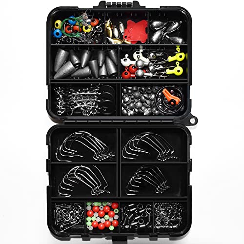 Fishing Tackle Accessories Kit, Included, Fishing Hooks, Fishing Weights Sinkers, Spinner Blade, Fishing Gear For Bass, Bluegill, Crappie,Fishing Set With Tackle Box (208) #TOP2