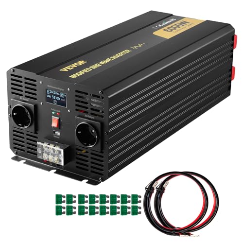 Ventola di raffreddamento ad alta velocità: l'inverter di potenza da DC 12 V a AC 230 V è dotato di una ventola di raffreddamento integrata a temperatura controllata. Quando la temperatura interna della macchina raggiunge un certo livello, la ventola ruoterà e ridurrà efficacemente la temperatura operativa.