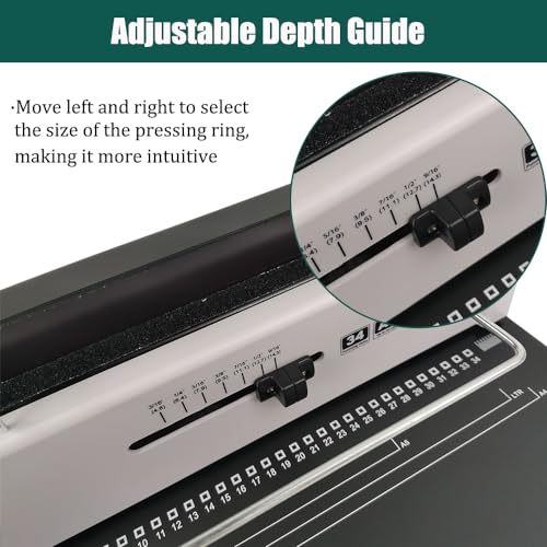 Binding Machine,Wire Binding Machine 34 Hole,120 Sheets Punching,Bind 12 Sheets Book Maker with 100Pcs 3/8'' Wire Binding Ring,Paper Punch Binder Binding Kit for A4 / A5,Letter Size or Smaller Sizes